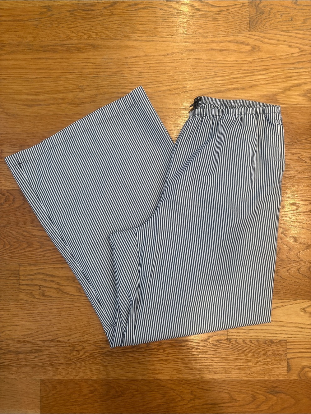 J. Crew Oxford Navy & White Striped Elastic-Waist “Cosmo” Pants